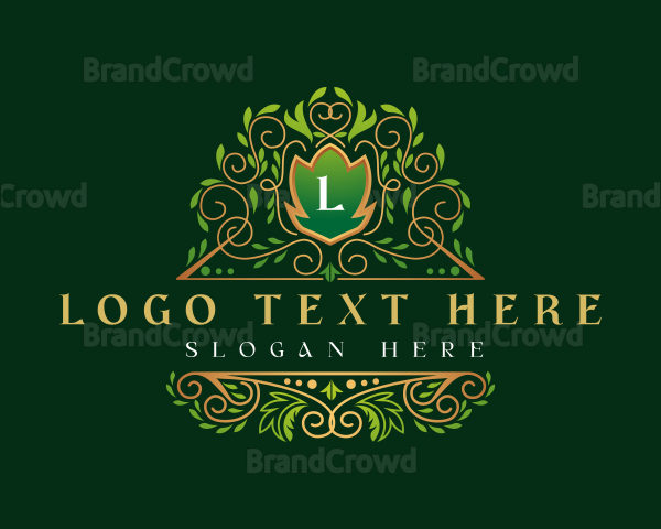Luxury Royal Leaf Shield Logo
