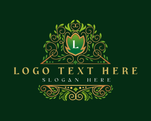 Boutique - Luxury Royal Leaf Shield logo design