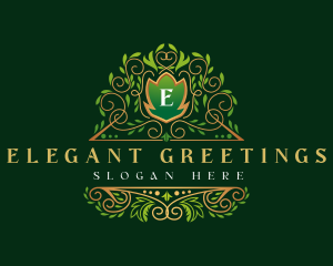 Luxury Royal Leaf Shield logo design