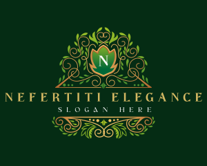 Luxury Royal Leaf Shield logo design