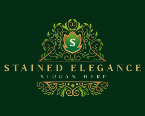 Luxury Royal Leaf Shield logo design