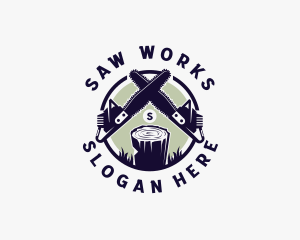 Chainsaw Logging Woodwork logo design