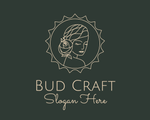 Bud - Flower Woman Hairdresser Badge logo design