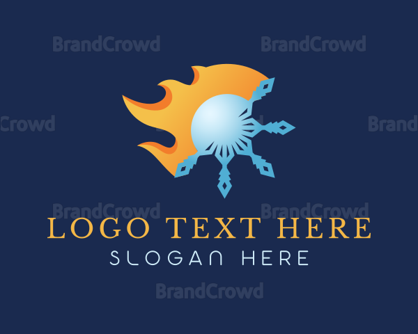 3D Snowflake Flame Logo