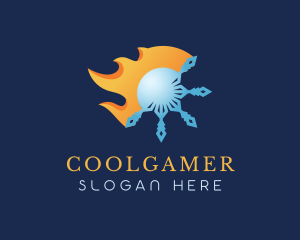 Ice - 3D Snowflake Flame logo design