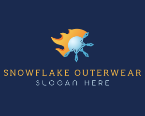 HVAC Snowflake Flame  logo design