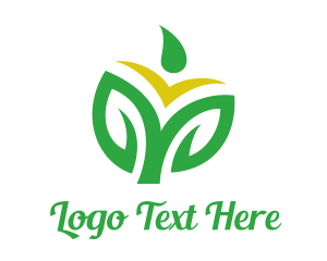 Green Leaf - Rice Grain Leaf Outline logo design