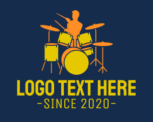 Musician - Drummer Boy Silhouette logo design