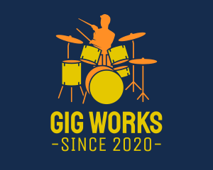 Gig - Drummer Boy Silhouette logo design