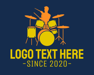 Drum - Drummer Boy Silhouette logo design