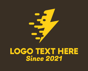 Thunder - Yellow Fast Lightning logo design