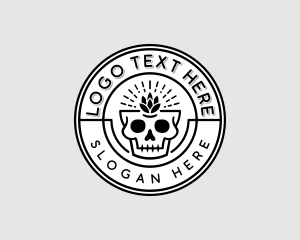 Pub - Hipster Hops Skull logo design