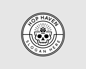 Hops - Hipster Hops Skull logo design