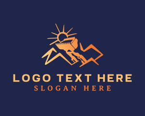 Construction Worker - Orange Backhoe Loader logo design