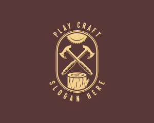 Axe Lumberjack Woodwork logo design