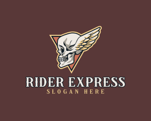 Rider - Punk Skull Wings logo design