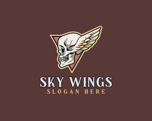 Punk Skull Wings logo design