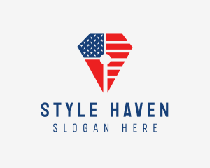Veteran - American Flag Pen logo design