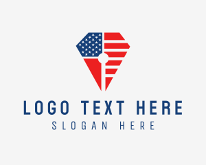 Usa - American Flag Pen logo design