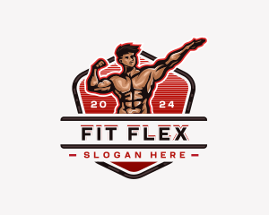 Bodybuilder Fitness Workout logo design