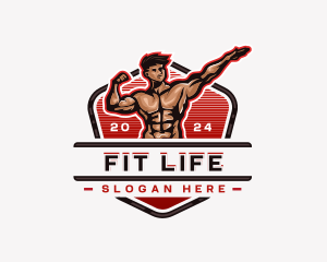 Bodybuilder Fitness Workout logo design