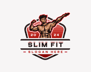 Bodybuilder Fitness Workout logo design