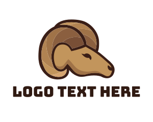 Horns - Brown Ram Head logo design