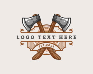 Woodcutter - Lumberjack Woodcutter Axe logo design