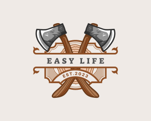 Lumberjack Woodcutter Axe  logo design