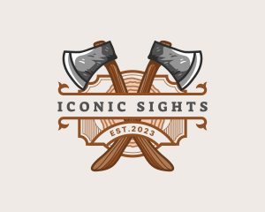 Lumberjack Woodcutter Axe  logo design