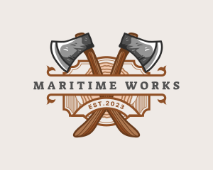 Lumberjack Woodcutter Axe  logo design