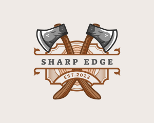 Axe - Lumberjack Woodcutter Axe logo design