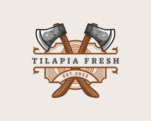 Lumberjack Woodcutter Axe  logo design