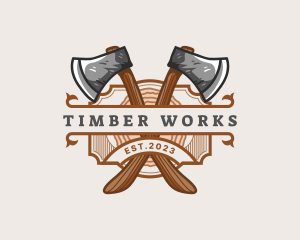 Timber - Lumberjack Woodcutter Axe logo design