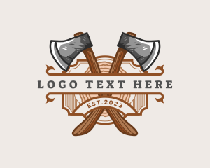 Lumberjack Woodcutter Axe  Logo