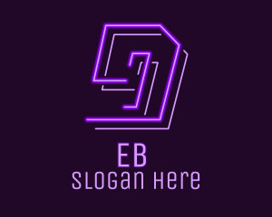 Purple - Neon Retro Gaming Number 9 logo design