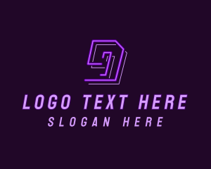 Youtube Channel - Neon Retro Gaming Number 9 logo design