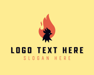 Barbecue - BBQ Flame Chicken logo design