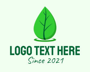 Essential Oil - Green Leaf Droplet logo design