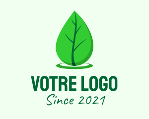 Dew - Green Leaf Droplet logo design