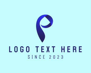 Media Agency - Blue Ribbon Letter P logo design