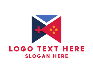 Nationality - Geometric Flag Gaming Controller logo design