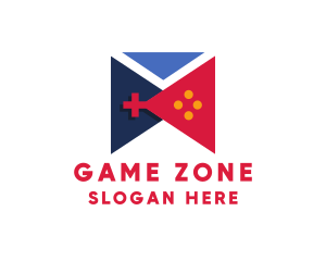 Geometric Flag Gaming Controller logo design