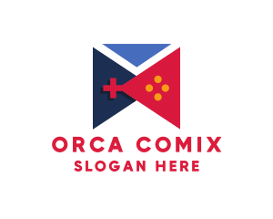 Console - Geometric Flag Gaming Controller logo design