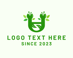 Yard Care - Green Botanical Letter U logo design