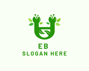Green Botanical Letter U Logo