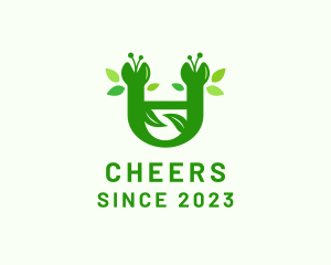 Yard Care - Green Botanical Letter U logo design