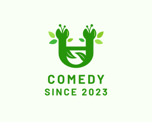 Sprout - Green Botanical Letter U logo design