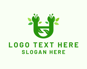 Green Botanical Letter U Logo