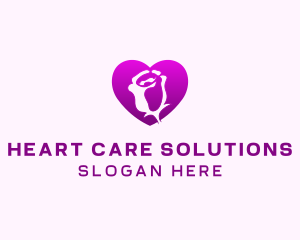 Pink Heart Rose logo design